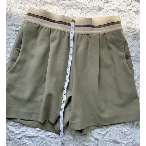 Helmut Lang Shorts Womens Size 6 Pleated Twill High Waist Pull On Logo Waist - Picture 5 of 9